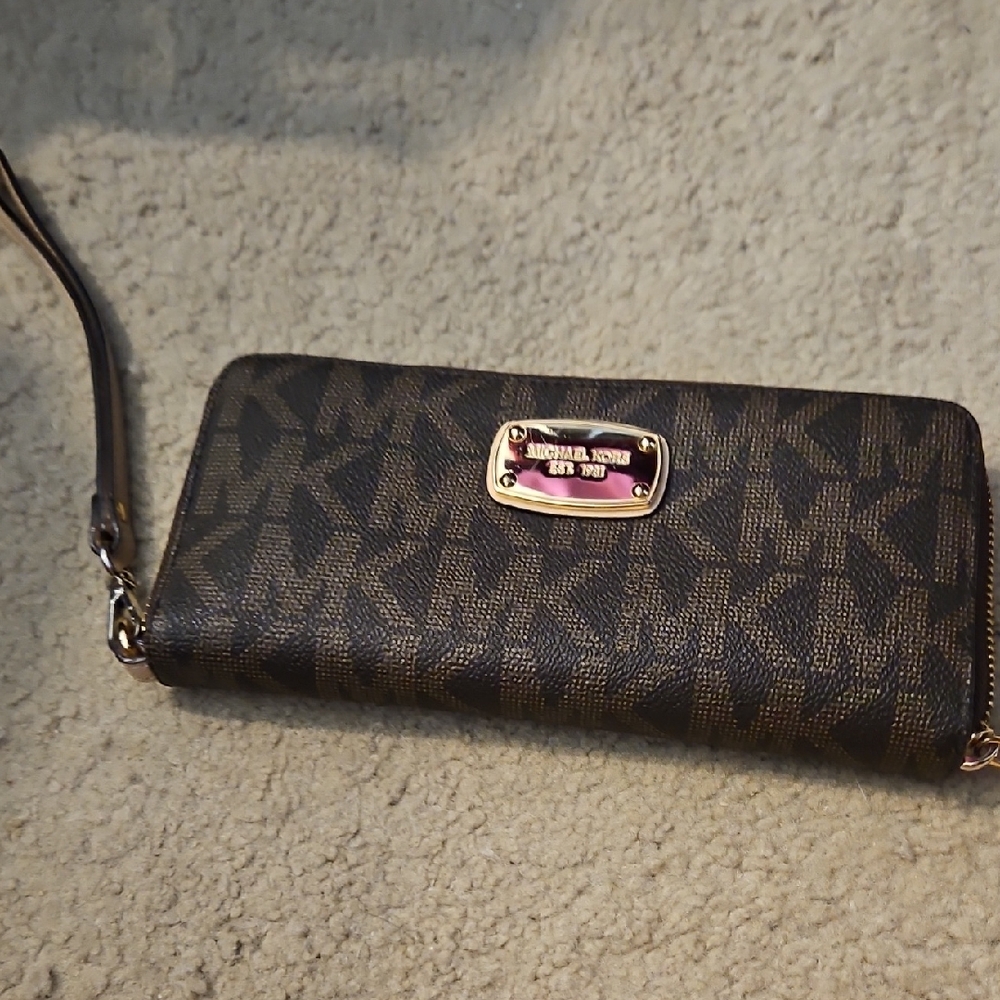 Michael Kors Dark Brown Logo Wristlet